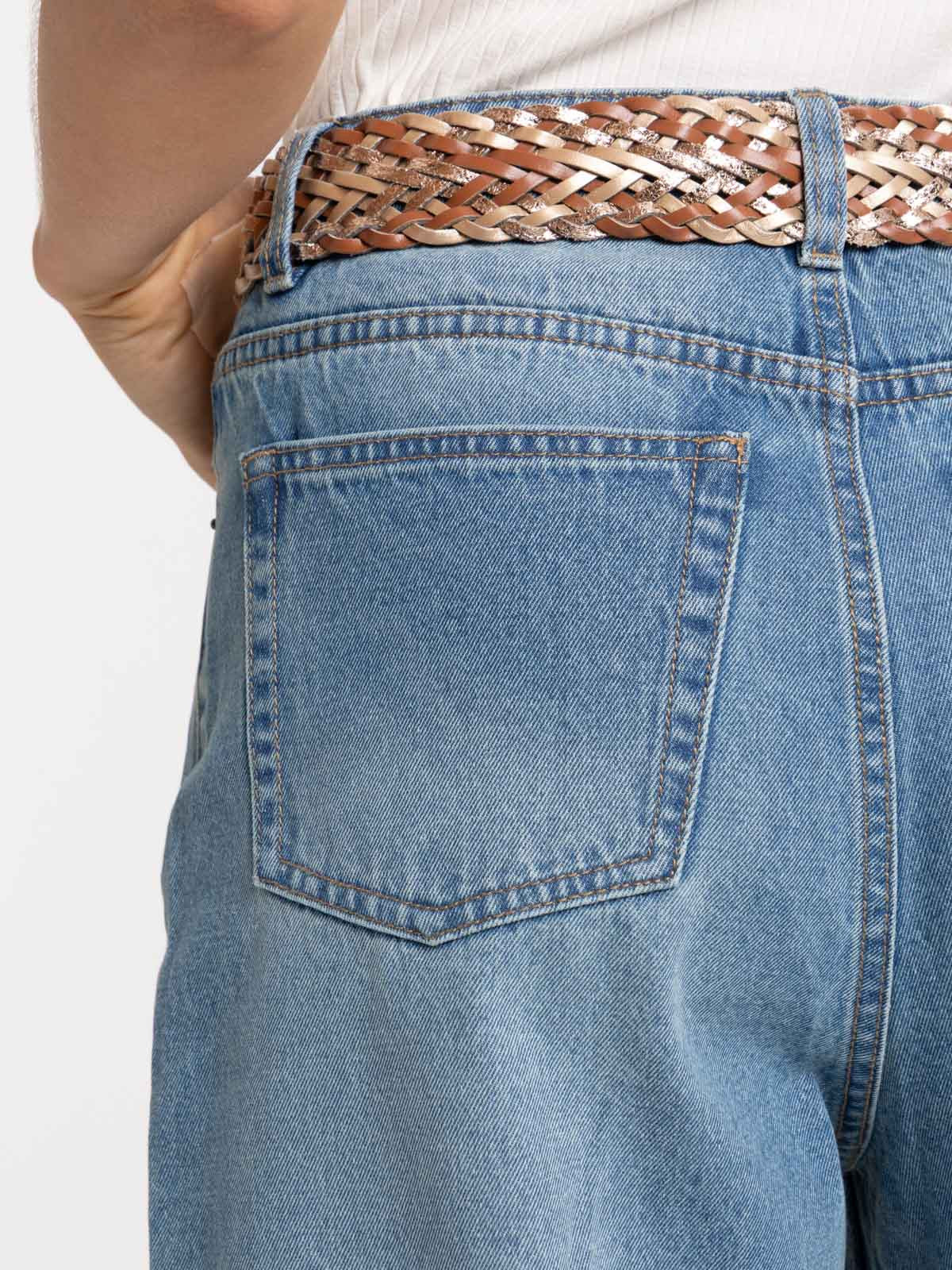 Jean wide leg double stone femme