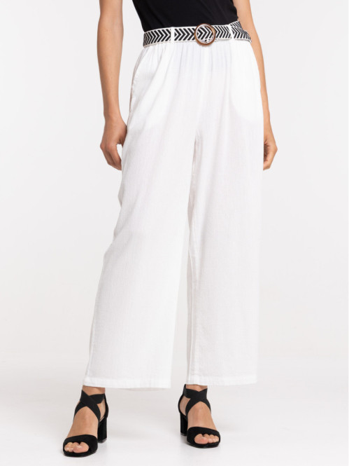 Pantalon avec ceinture ecru...