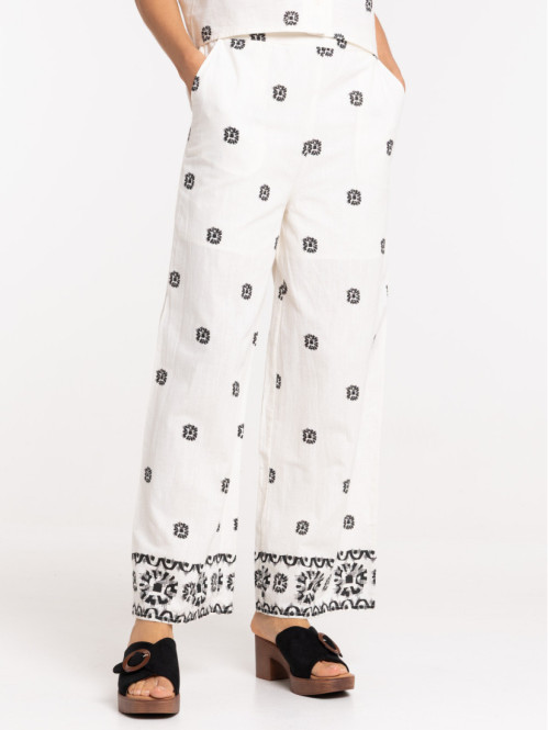 Pantalon large imprimé femme 