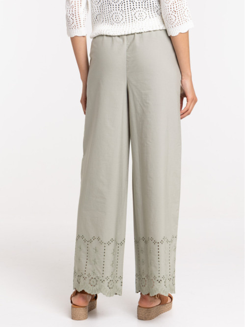 Pantalon broderie anglaise femme