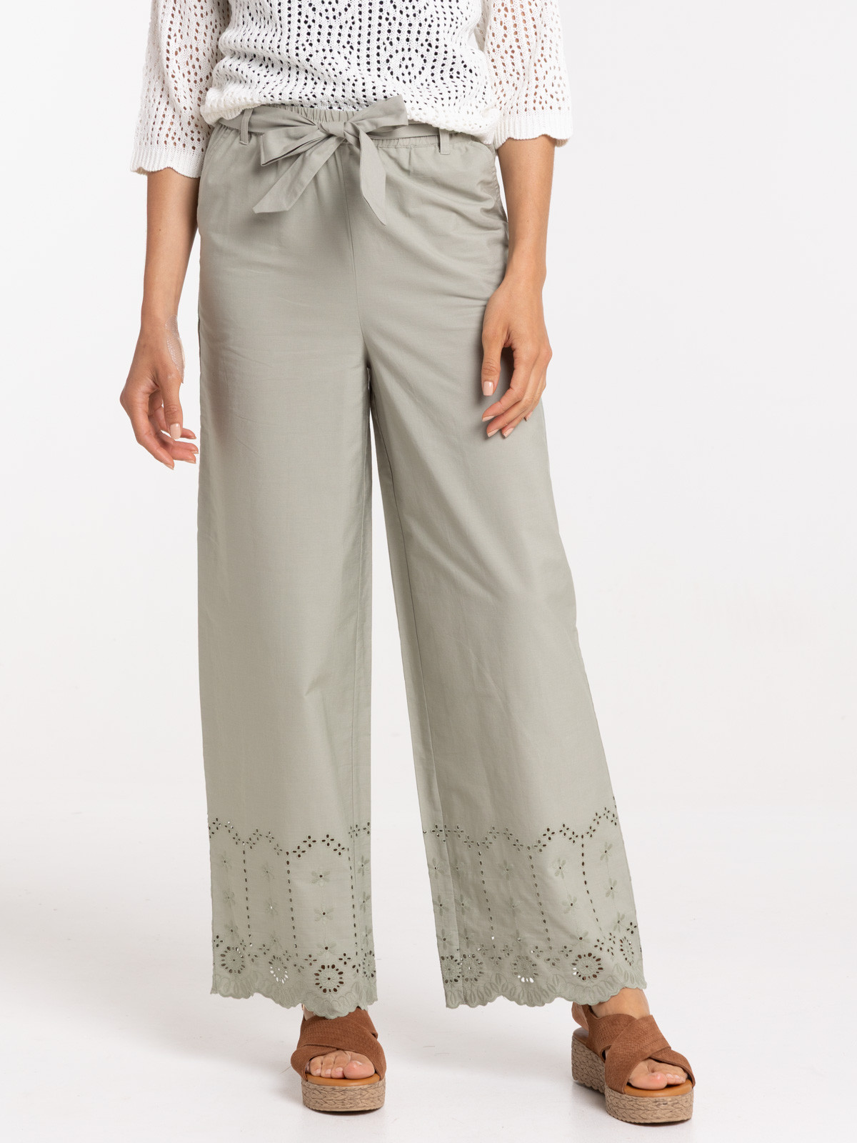 Pantalon broderie anglaise femme