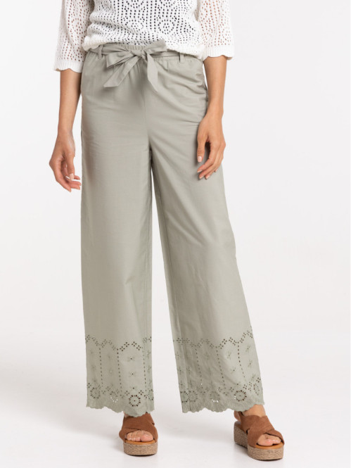 Pantalon broderie anglaise femme