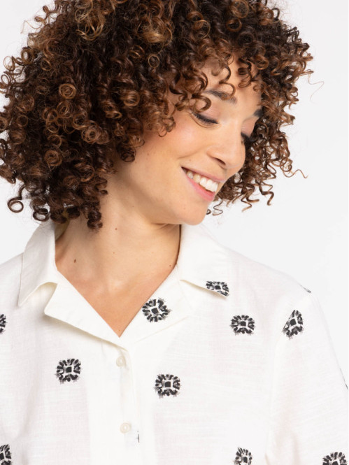 Chemise courte imprimée femme