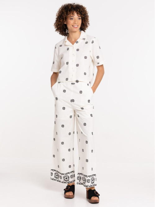 Chemise courte imprimée femme