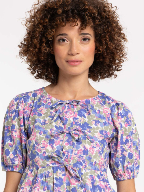 Blouse nouée fleurie femme