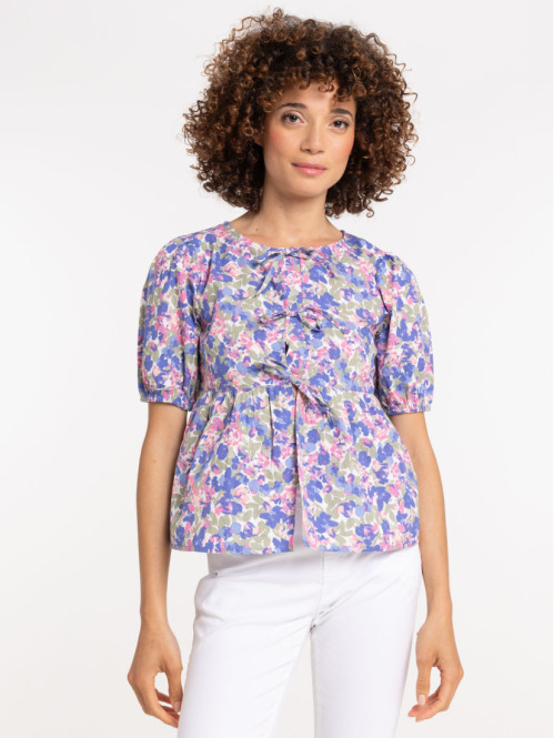 Blouse nouée fleurie femme