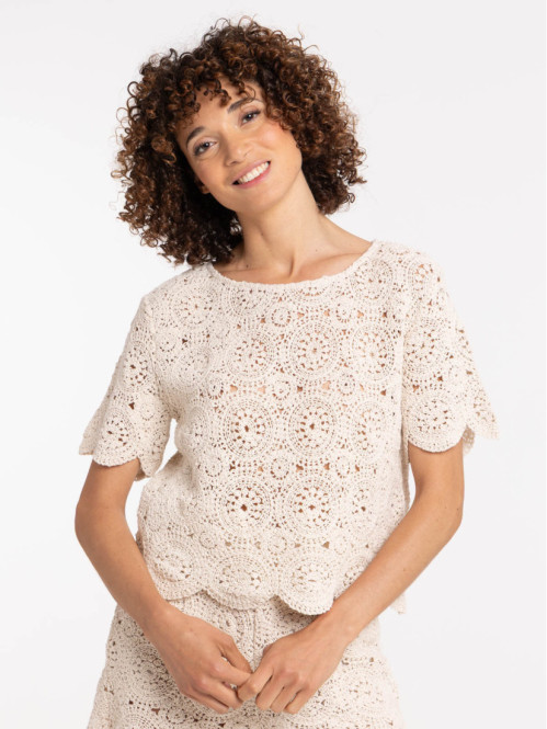 T-shirt maille crochet femme