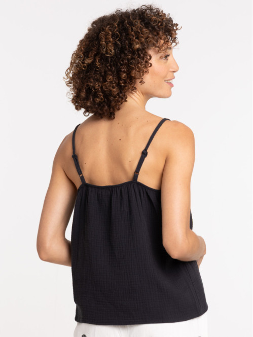 Débardeur noir double gaze...