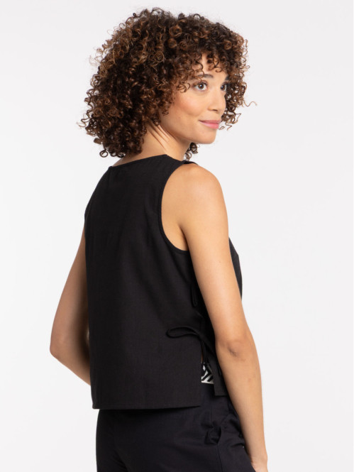 Top noué côté noir femme