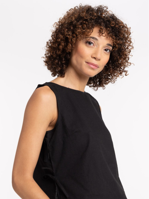Top noué côté noir femme