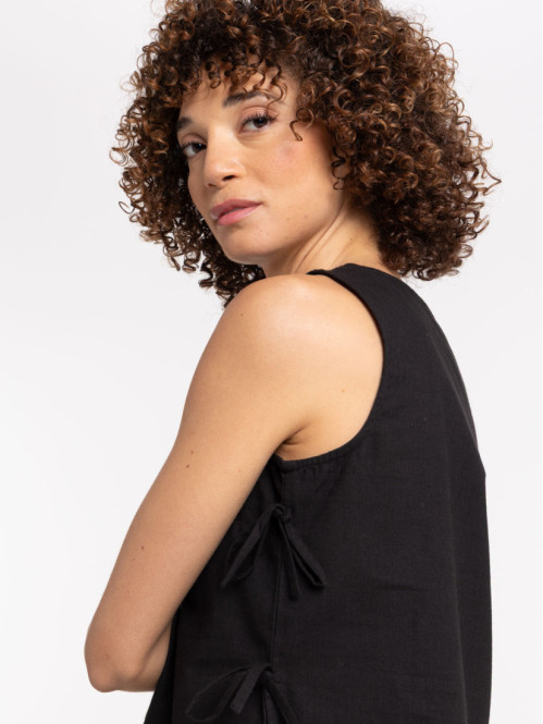 Top noué côté noir femme
