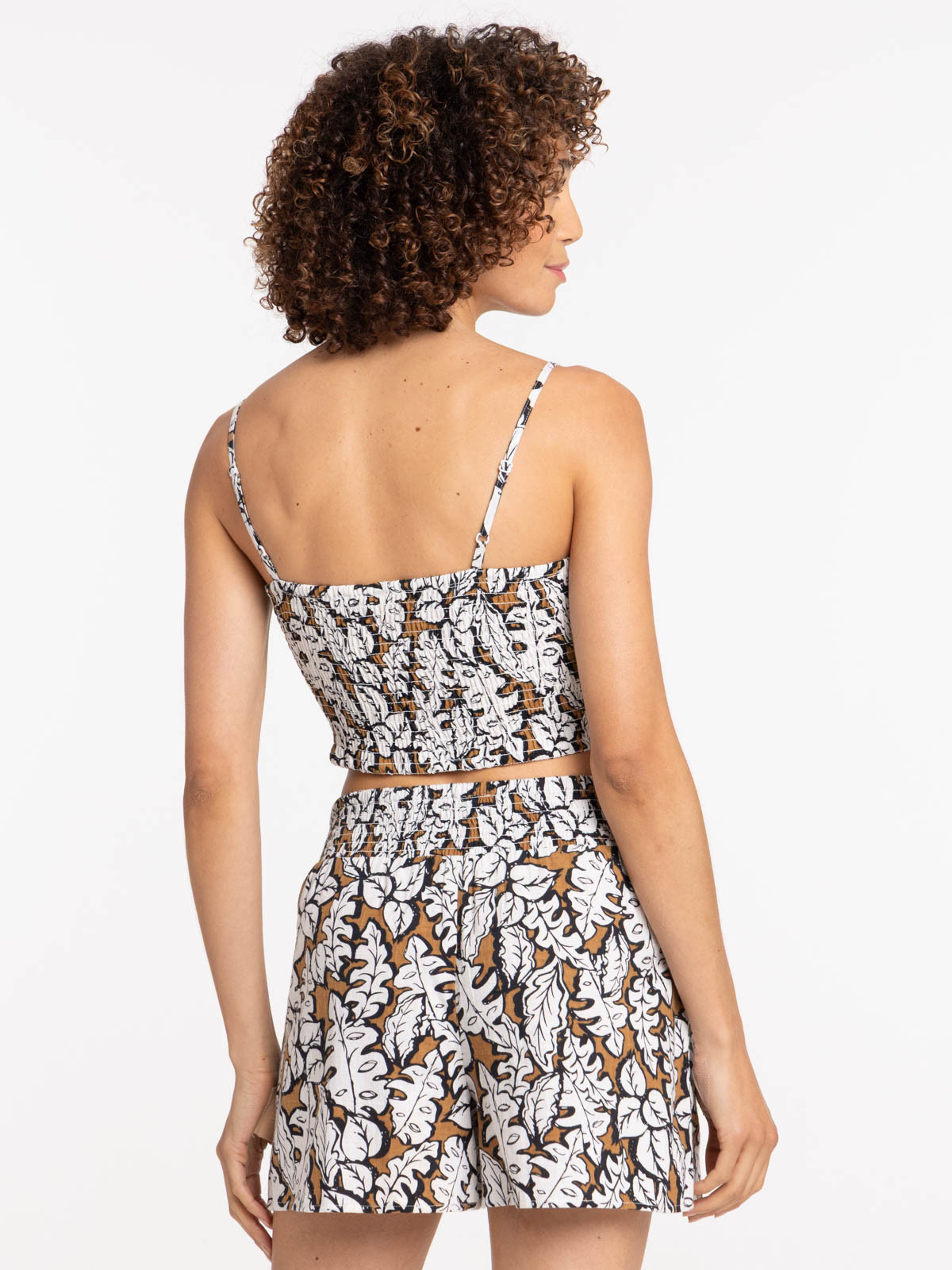 Top cropped imprimé à bretelles femme