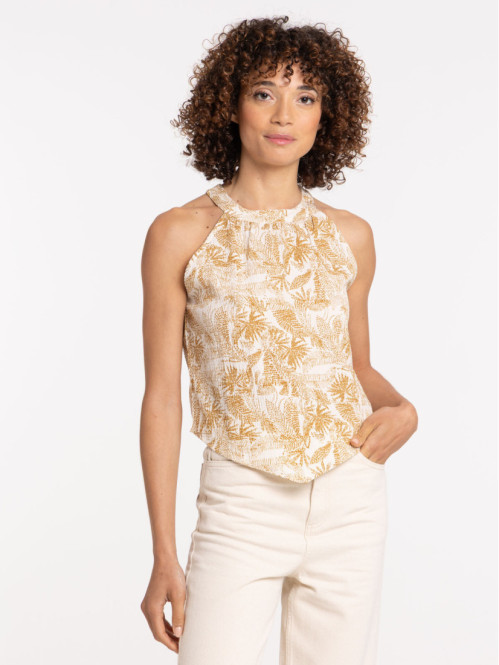 Top imprimé découpe V...