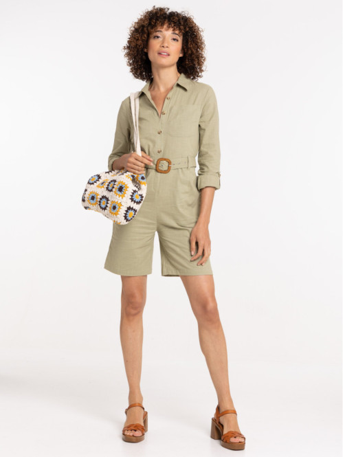 Combishort esprit safari femme