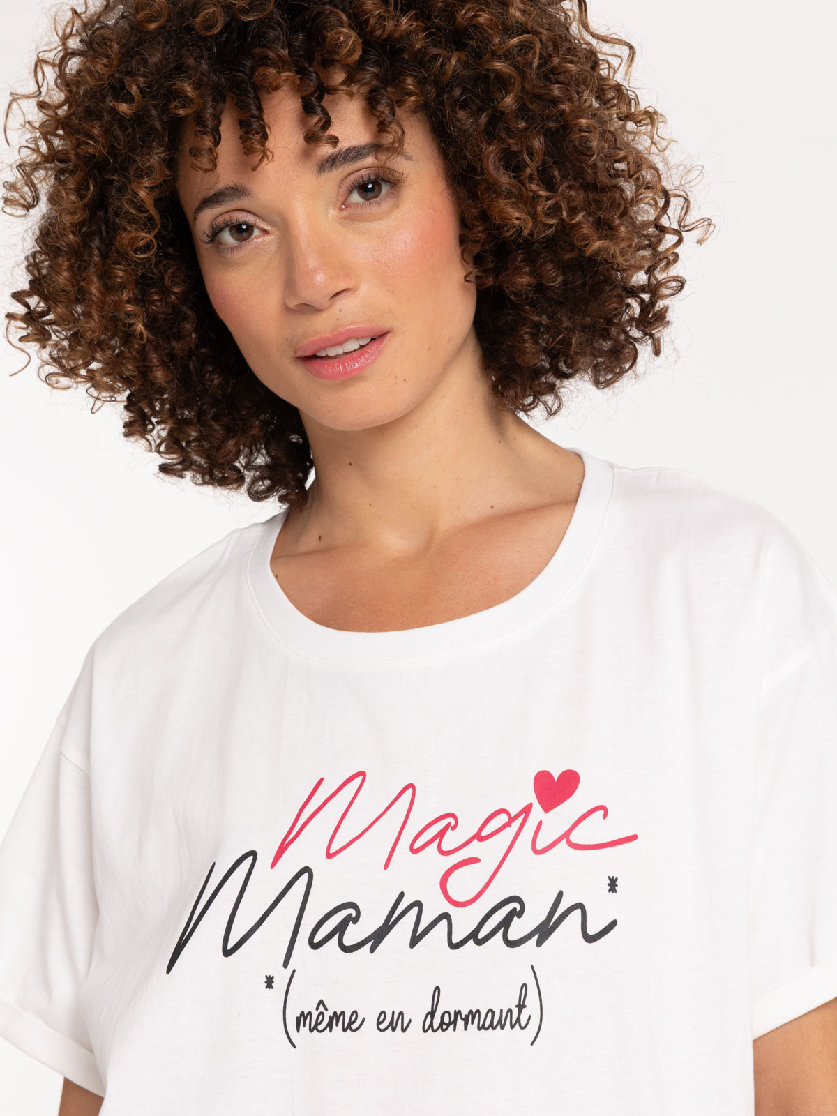 Pyjashort message blanc cassé femme