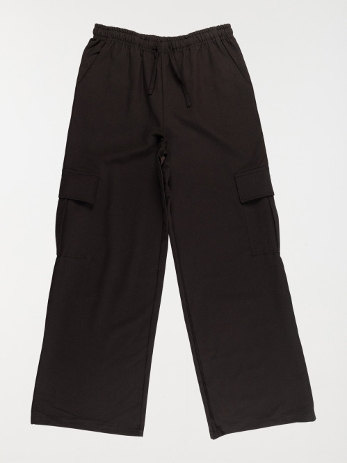 Pantalon cargo uni noir fille (XXS-M)