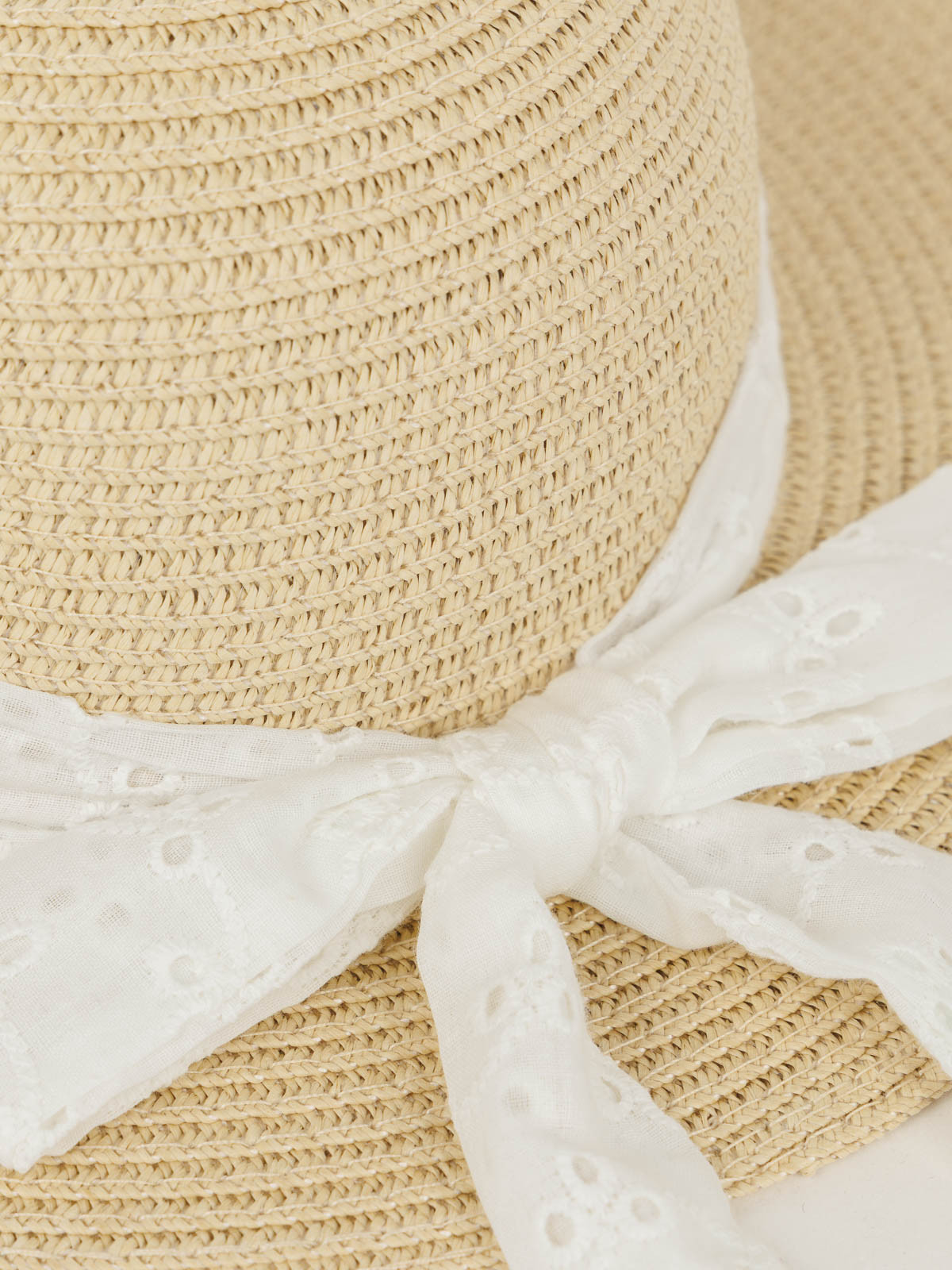 Chapeau ruban en broderie anglaise fille