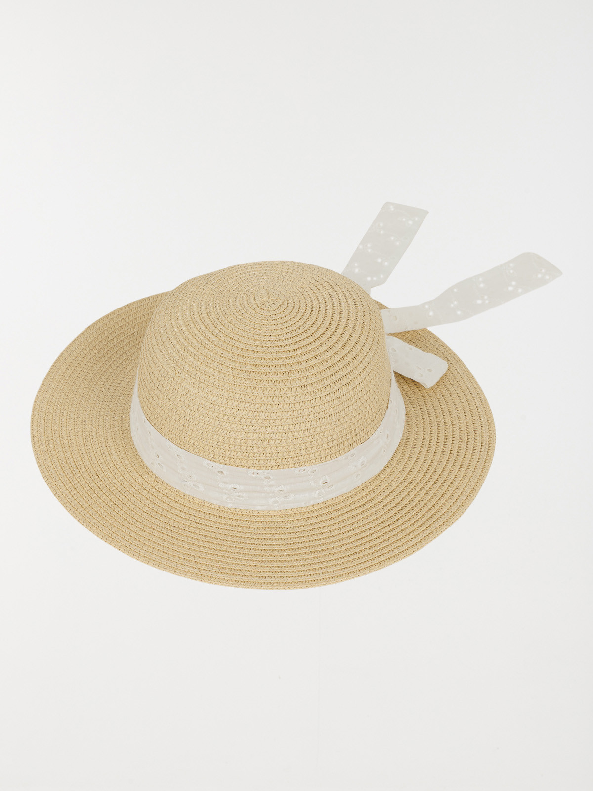 Chapeau ruban en broderie anglaise fille
