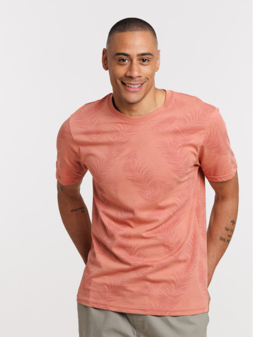T-shirt col rond feuille de...
