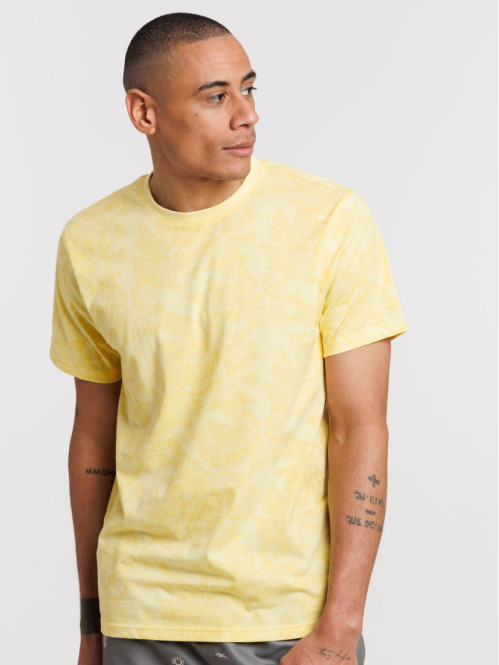 Tee-shirt col rond jaune homme