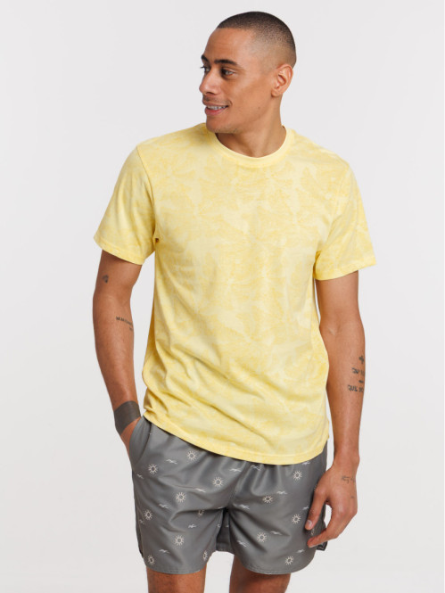Tee-shirt col rond jaune homme