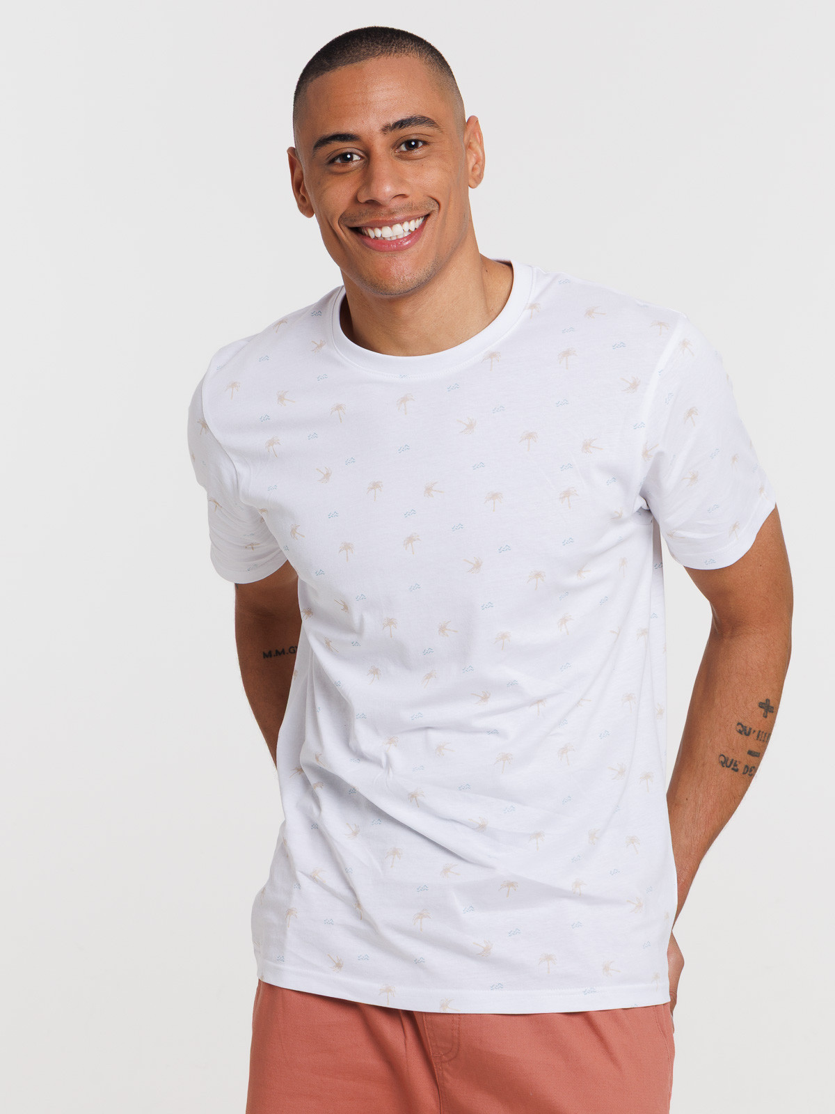 Tee-shirt blanc motif palmier homme Tee-shirt blanc motif palmier homme