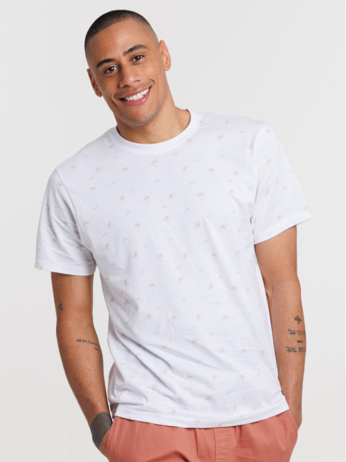 Tee-shirt blanc motif palmier homme