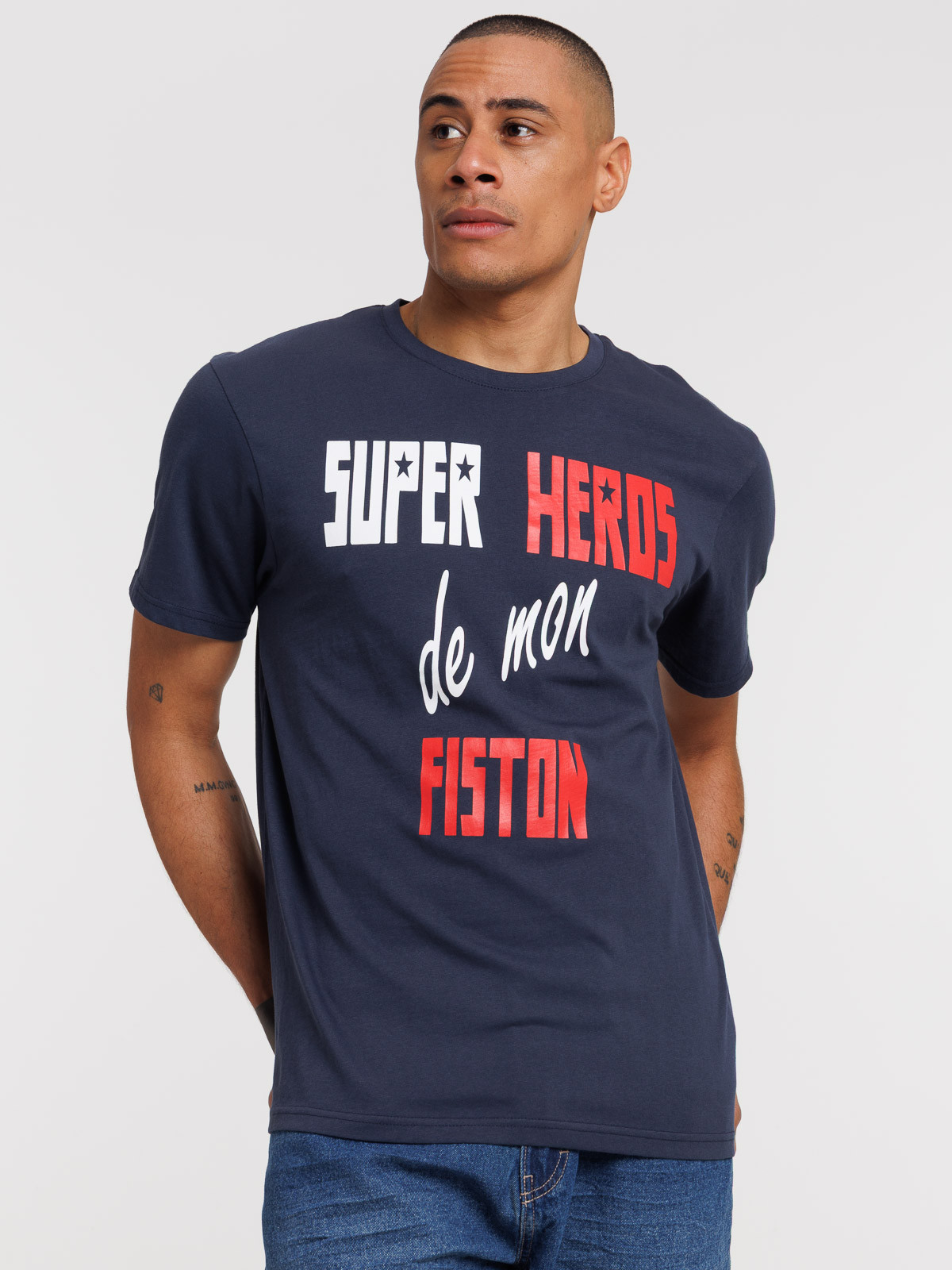 T-shirt super héros de mon fiston homme