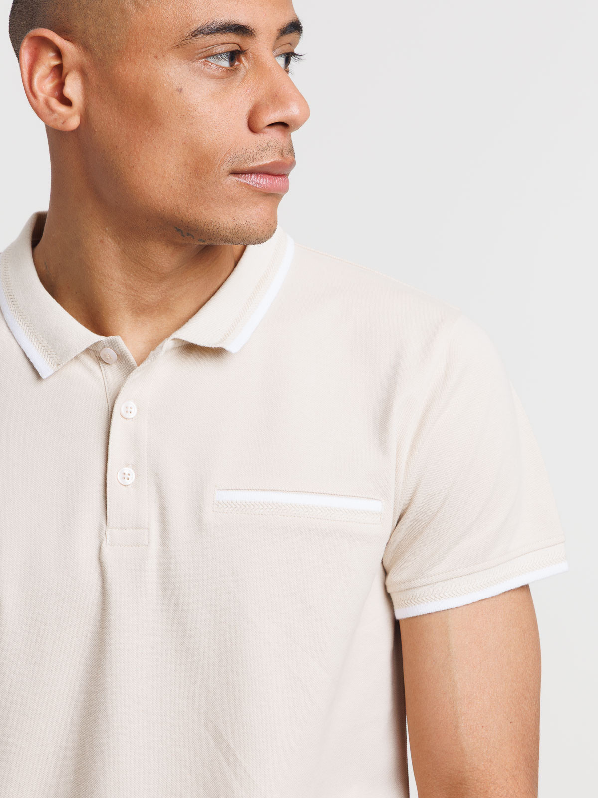 Polo beige clair homme