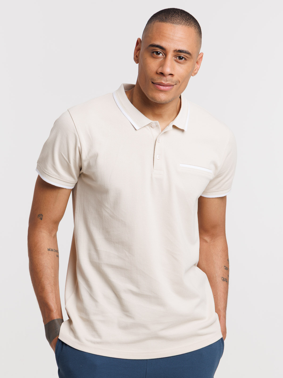 Polo beige clair homme