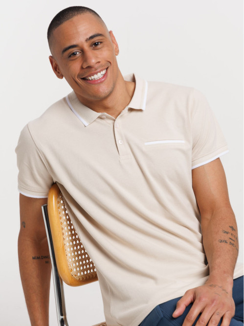Polo beige clair homme