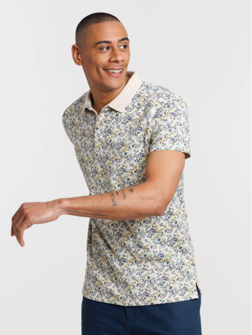 Polo fleuri 100% coton homme