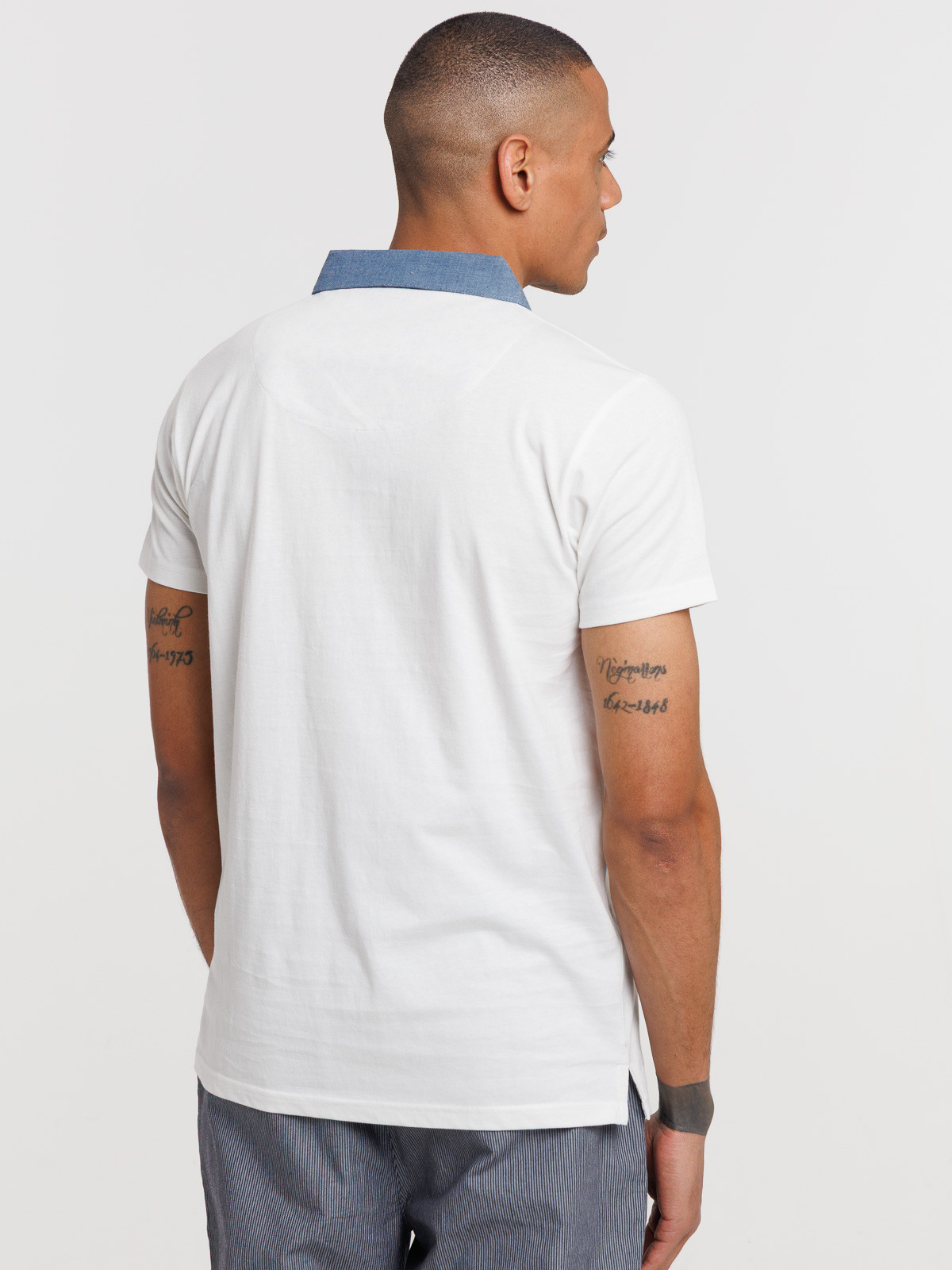 Polo blanc col contrasté homme
