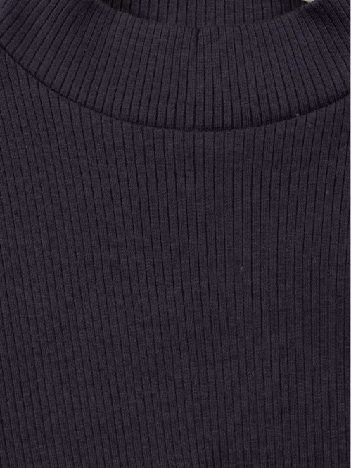 T-shirt fille marine kid côtelé (3-8A)