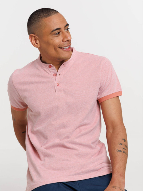 Polo col mao rose sauvage homme Polo col mao rose sauvage homme