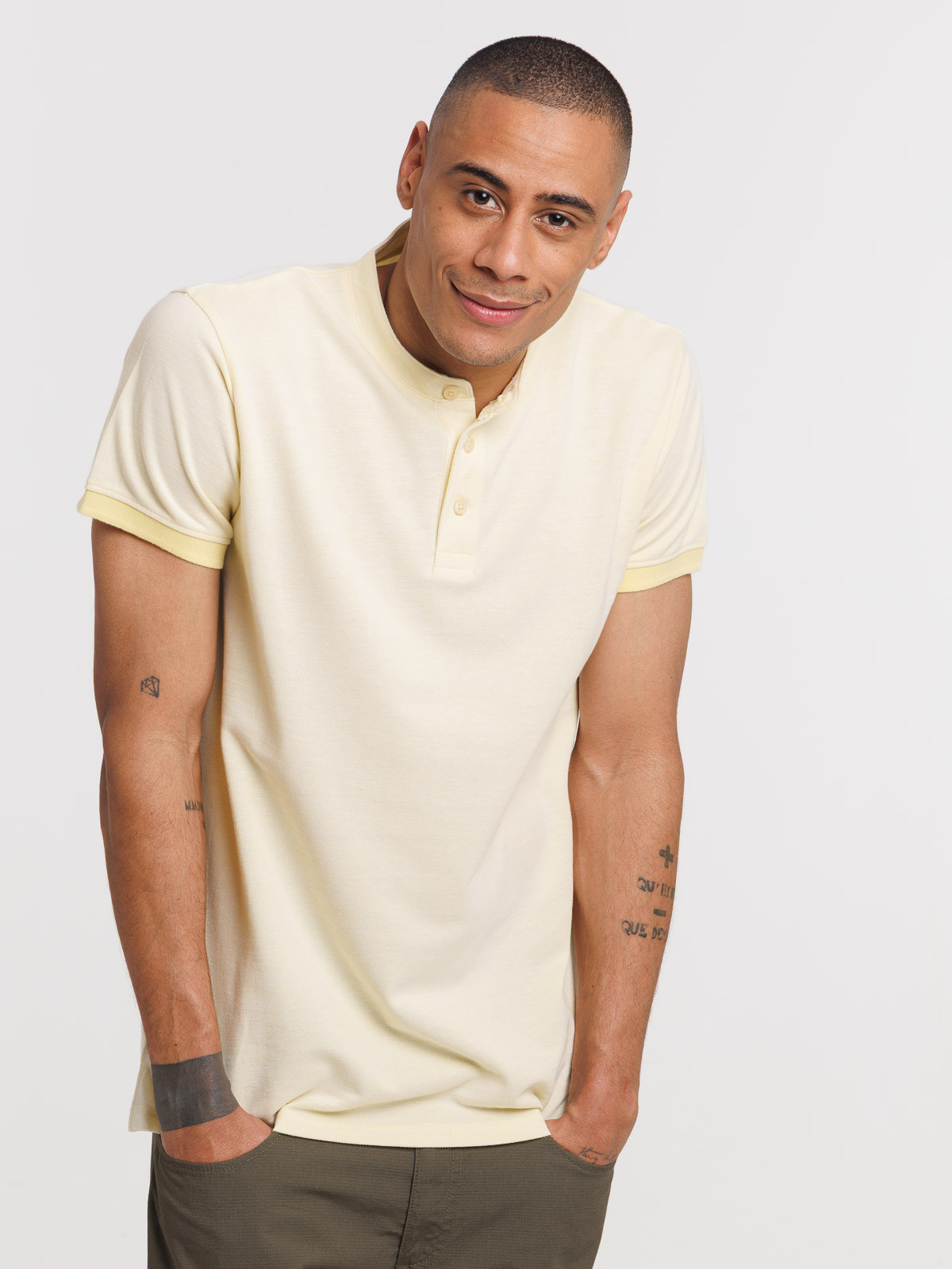 Polo col mao 100% coton homme