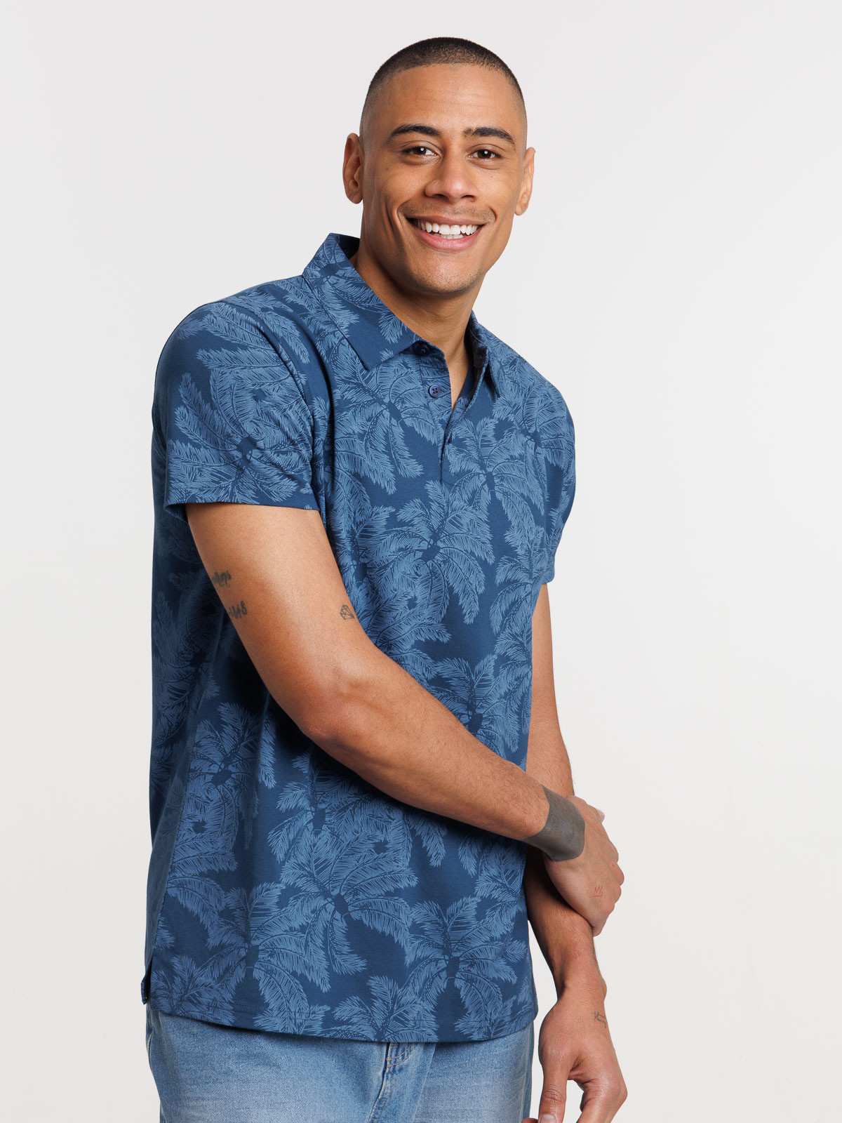 Polo imprimé palmier homme