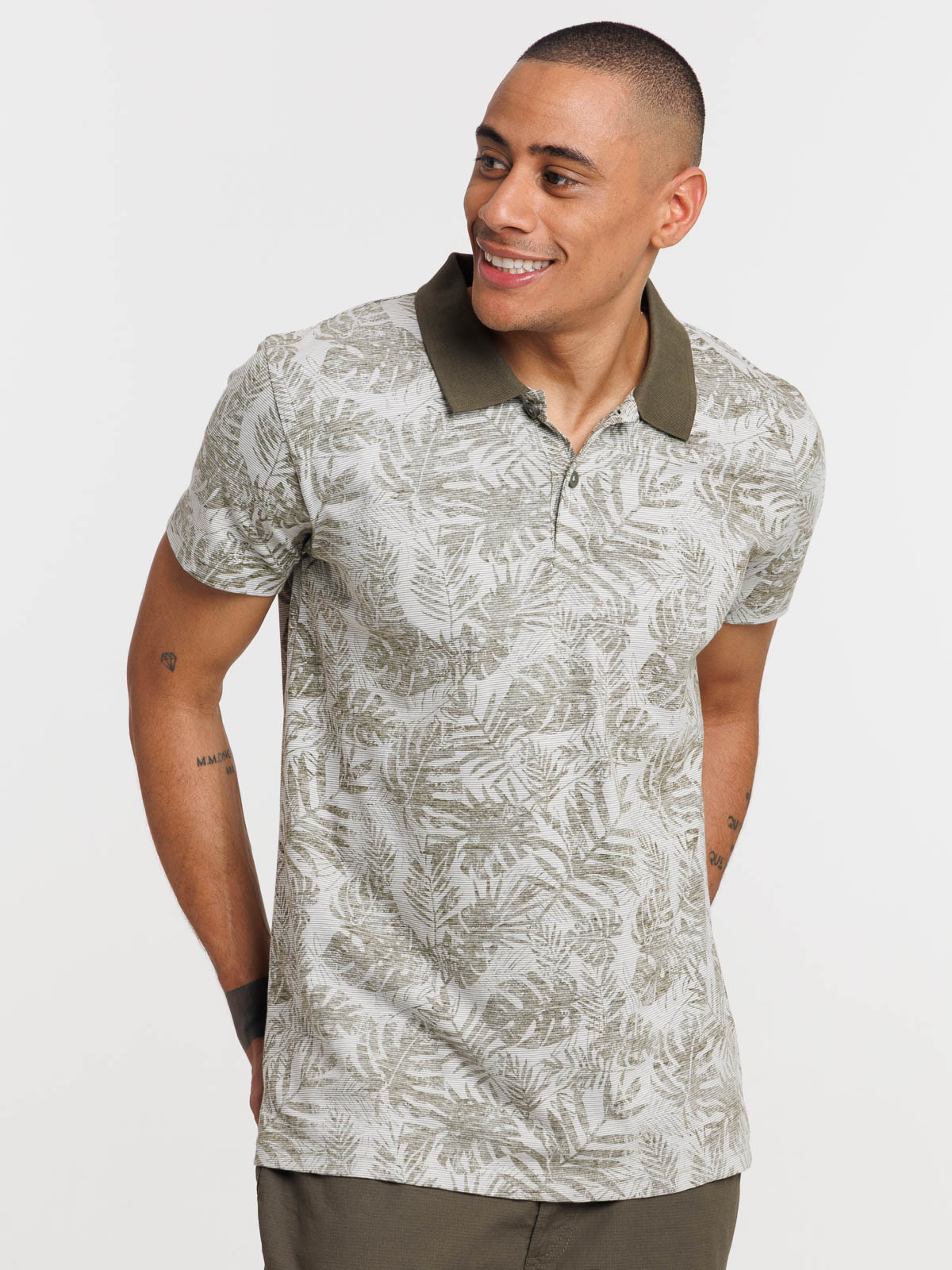 Polo imprimé feuillage homme
