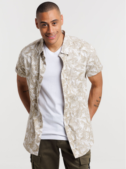 Chemise motif feuilles de...
