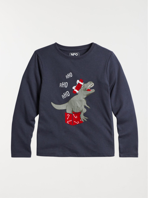 T-shirt de Noël dinosaure garçon (3-8A)
