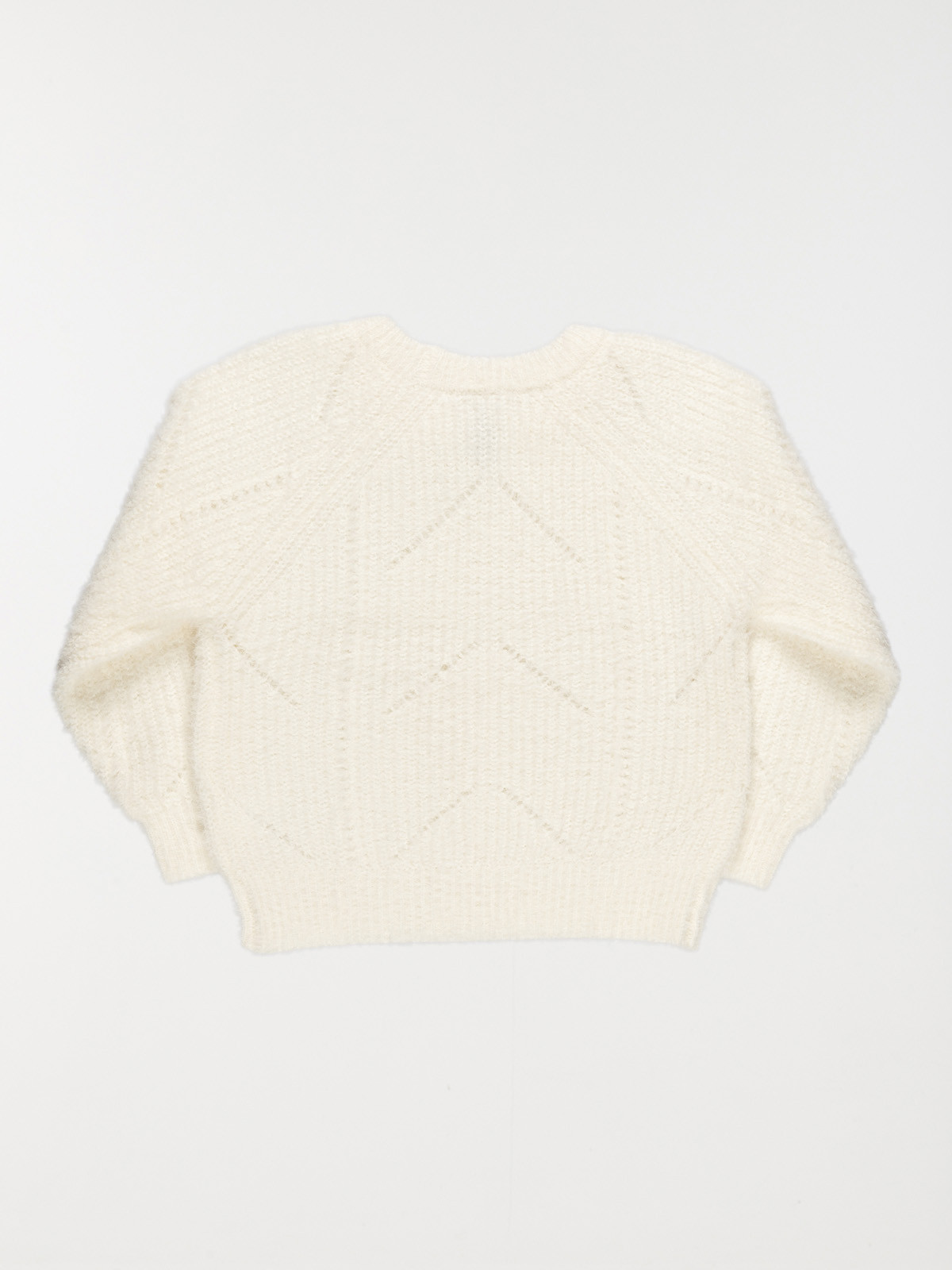 Pull écru maille ajourée fille (3-8)