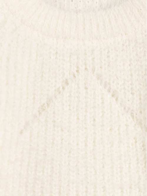 Pull écru maille ajourée fille (3-8)