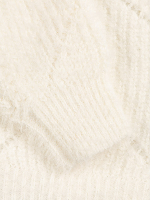 Pull écru maille ajourée fille (3-8)