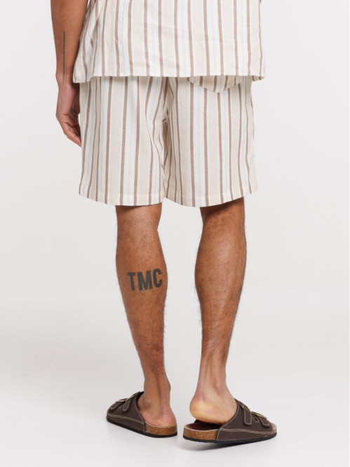 Short écru rayé homme
