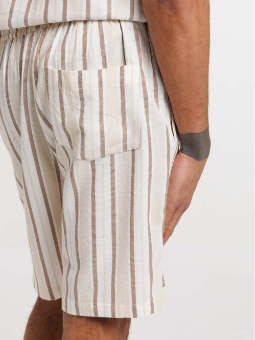 Short écru rayé homme