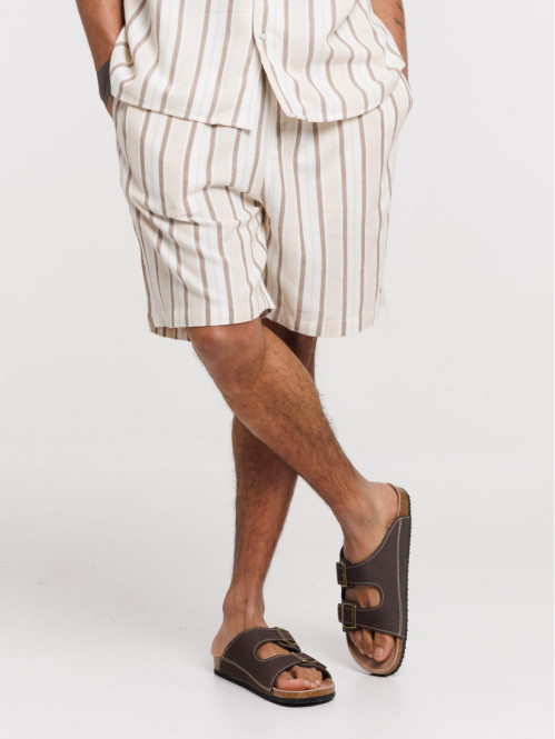 Short écru rayé homme