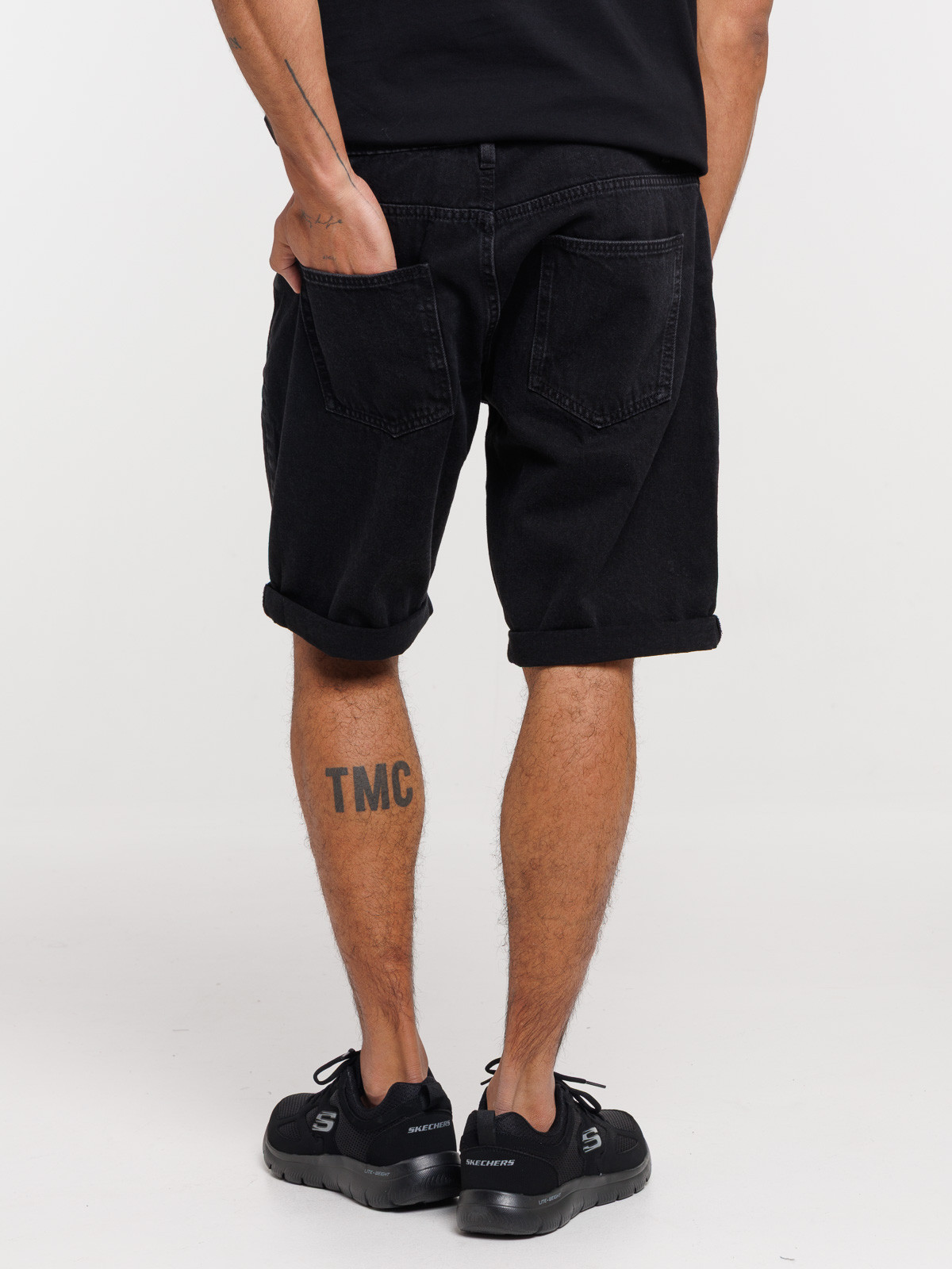 Bermuda en jean noir lavé homme