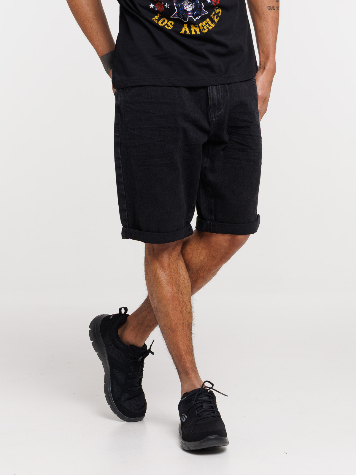 Bermuda en jean noir lavé homme