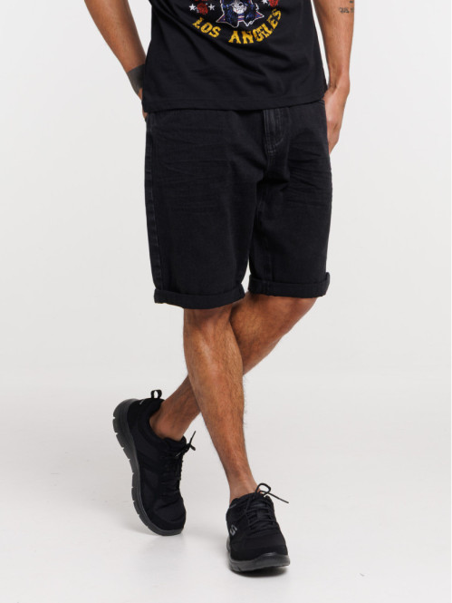 Bermuda en jean noir lavé homme