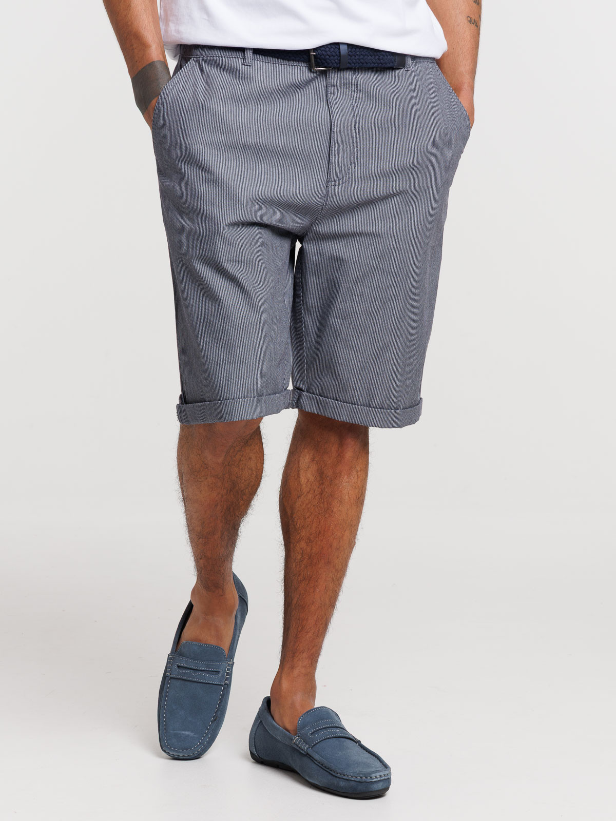 Bermuda rayé avec ceinture homme